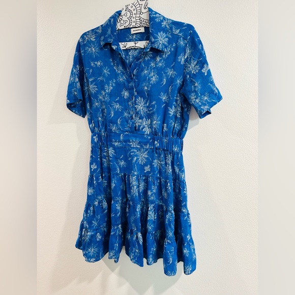 NWOT Sandro Pernille Palm Print Linen Dress Size 38/Medium. - Picture 3 of 10